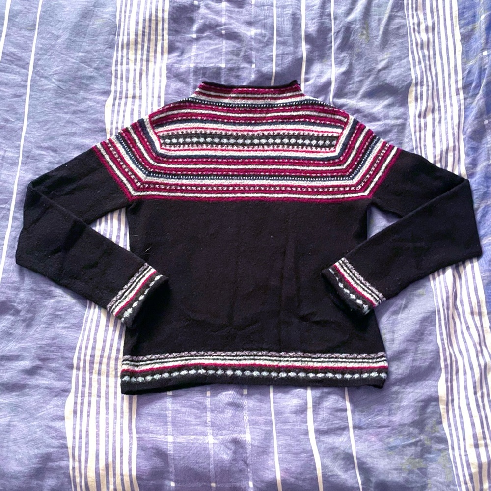 Tangents Black Turtleneck with Red/White Patterned Trims [Size L] 🖤